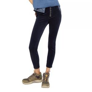 Anthropologie Pilcro Corduroy Navy Button Cropped Pants Size 26